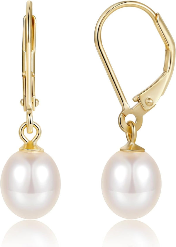 Pearl Earrings for Women 925 Sterling Silver Post Drop Earrings - KARMARKA