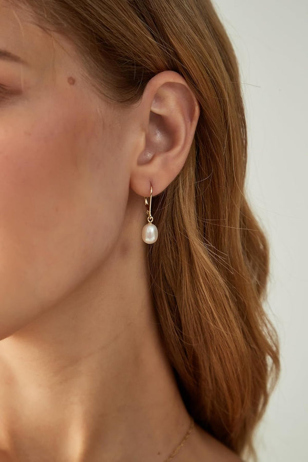 Pearl Earrings for Women 925 Sterling Silver Post Drop Earrings - KARMARKA