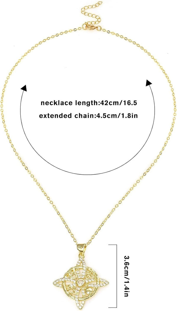 Pendant Necklace for Women Celtic Knot Necklaces 18K Gold Plate Witches Knot Necklace - KARMARKA