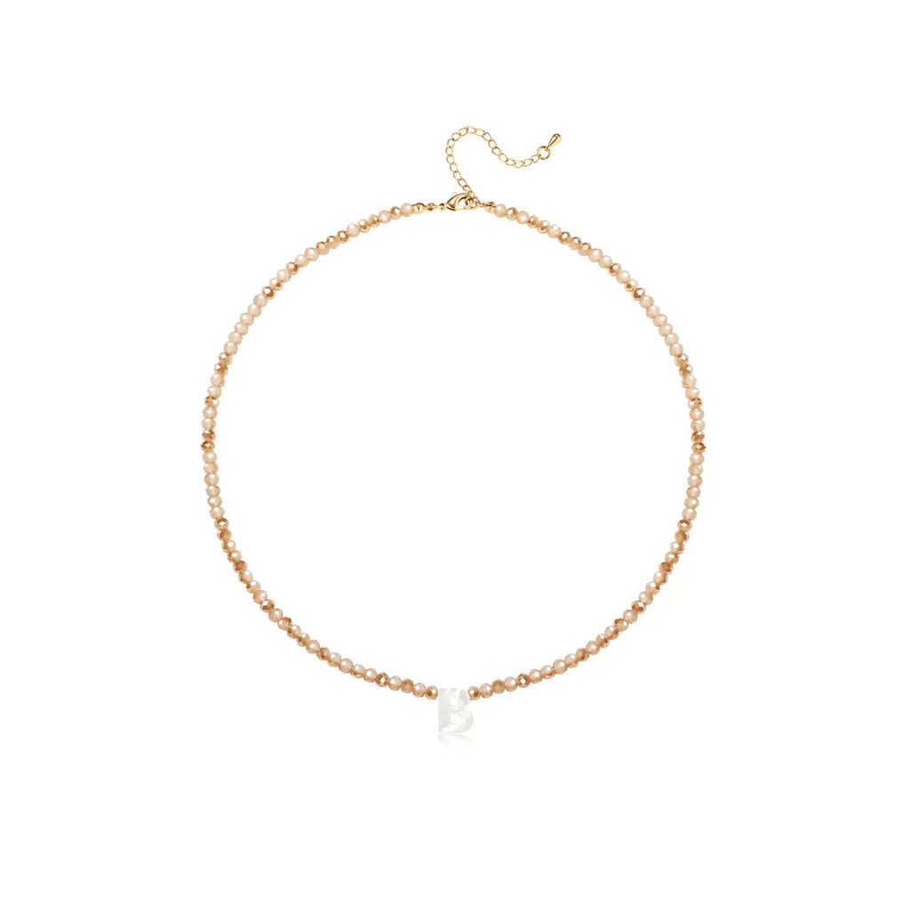 Pendant Necklaces for Women Initial Choker Necklace Beaded Shell Letter Bracelet Trendy Tiny A-Z Simple Jewelry - KARMARKA