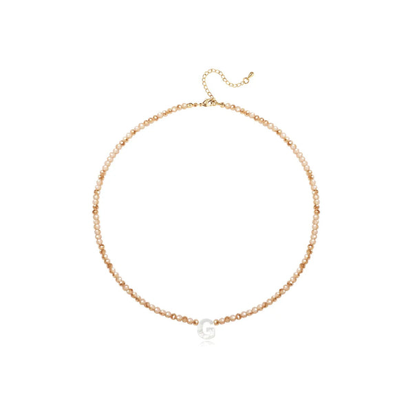 Pendant Necklaces for Women Initial Choker Necklace Beaded Shell Letter Bracelet Trendy Tiny A-Z Simple Jewelry - KARMARKA