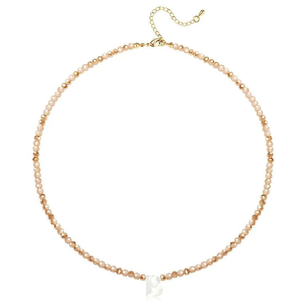 Pendant Necklaces for Women Initial Choker Necklace Beaded Shell Letter Bracelet Trendy Tiny A-Z Simple Jewelry - KARMARKA