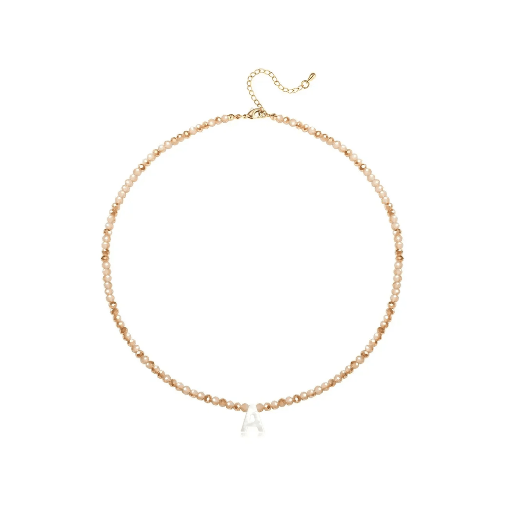 Pendant Necklaces for Women Initial Choker Necklace Beaded Shell Letter Bracelet Trendy Tiny A-Z Simple Jewelry - KARMARKA
