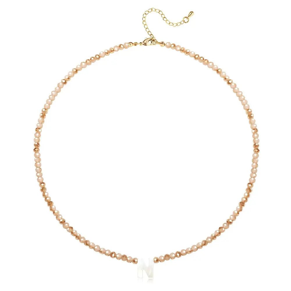 Pendant Necklaces for Women Initial Choker Necklace Beaded Shell Letter Bracelet Trendy Tiny A-Z Simple Jewelry - KARMARKA