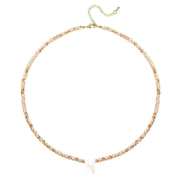 Pendant Necklaces for Women Initial Choker Necklace Beaded Shell Letter Bracelet Trendy Tiny A-Z Simple Jewelry - KARMARKA