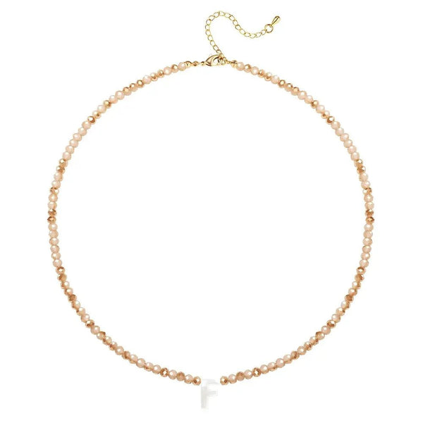 Pendant Necklaces for Women Initial Choker Necklace Beaded Shell Letter Bracelet Trendy Tiny A-Z Simple Jewelry - KARMARKA
