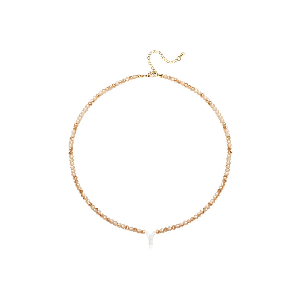 Pendant Necklaces for Women Initial Choker Necklace Beaded Shell Letter Bracelet Trendy Tiny A-Z Simple Jewelry - KARMARKA