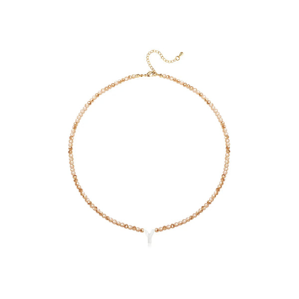 Pendant Necklaces for Women Initial Choker Necklace Beaded Shell Letter Bracelet Trendy Tiny A-Z Simple Jewelry - KARMARKA