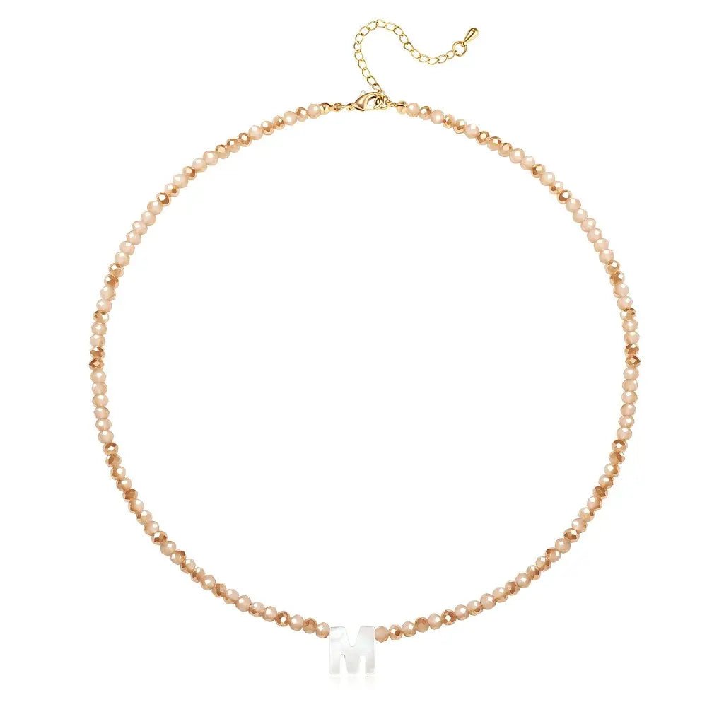 Pendant Necklaces for Women Initial Choker Necklace Beaded Shell Letter Bracelet Trendy Tiny A-Z Simple Jewelry - KARMARKA