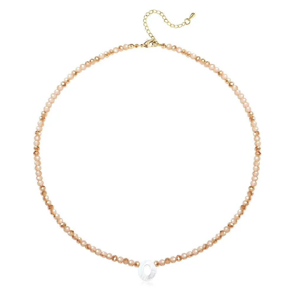 Pendant Necklaces for Women Initial Choker Necklace Beaded Shell Letter Bracelet Trendy Tiny A-Z Simple Jewelry - KARMARKA