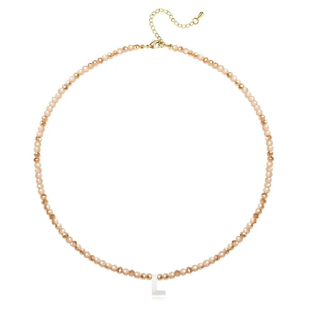Pendant Necklaces for Women Initial Choker Necklace Beaded Shell Letter Bracelet Trendy Tiny A-Z Simple Jewelry - KARMARKA