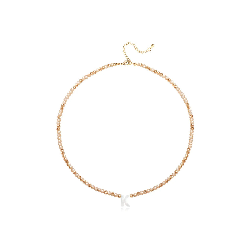 Pendant Necklaces for Women Initial Choker Necklace Beaded Shell Letter Bracelet Trendy Tiny A-Z Simple Jewelry - KARMARKA