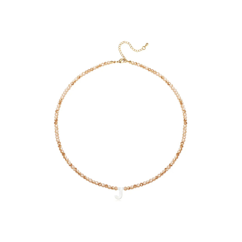 Pendant Necklaces for Women Initial Choker Necklace Beaded Shell Letter Bracelet Trendy Tiny A-Z Simple Jewelry - KARMARKA