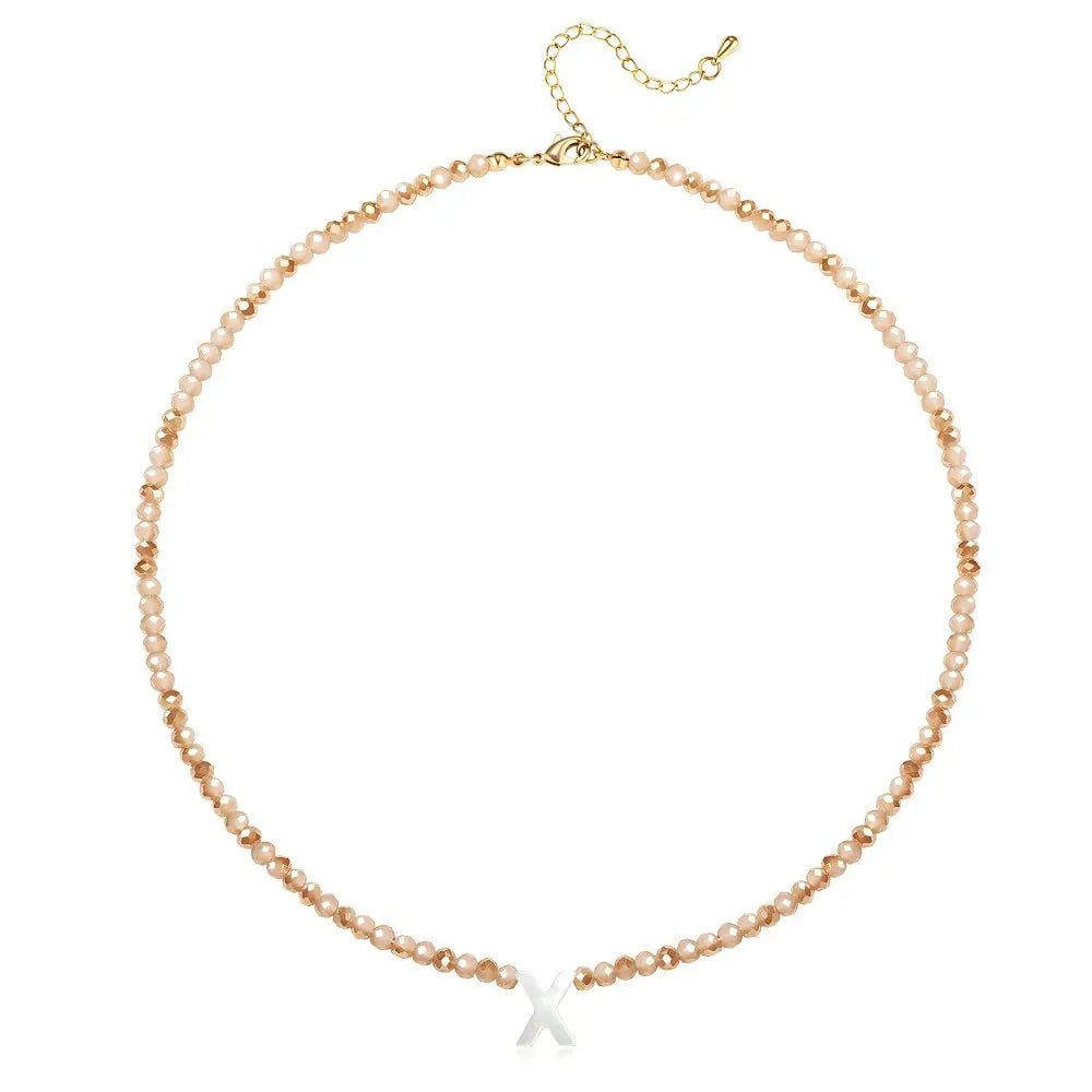 Pendant Necklaces for Women Initial Choker Necklace Beaded Shell Letter Bracelet Trendy Tiny A-Z Simple Jewelry - KARMARKA