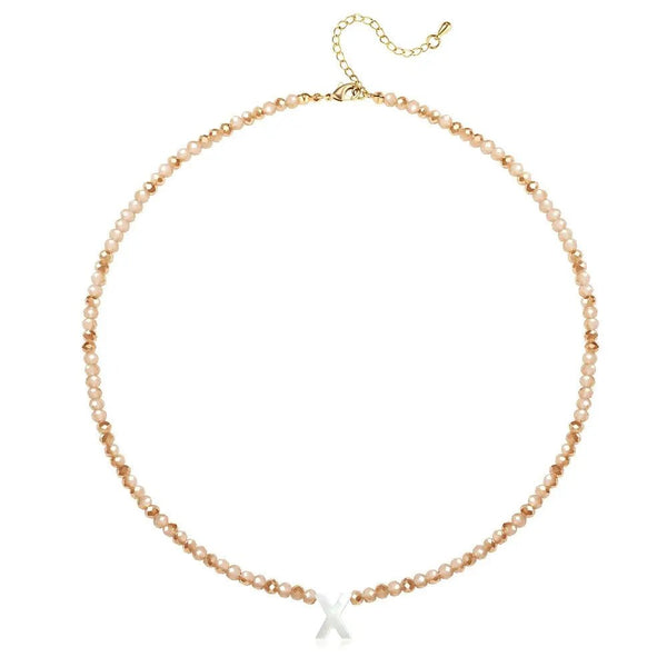 Pendant Necklaces for Women Initial Choker Necklace Beaded Shell Letter Bracelet Trendy Tiny A-Z Simple Jewelry - KARMARKA