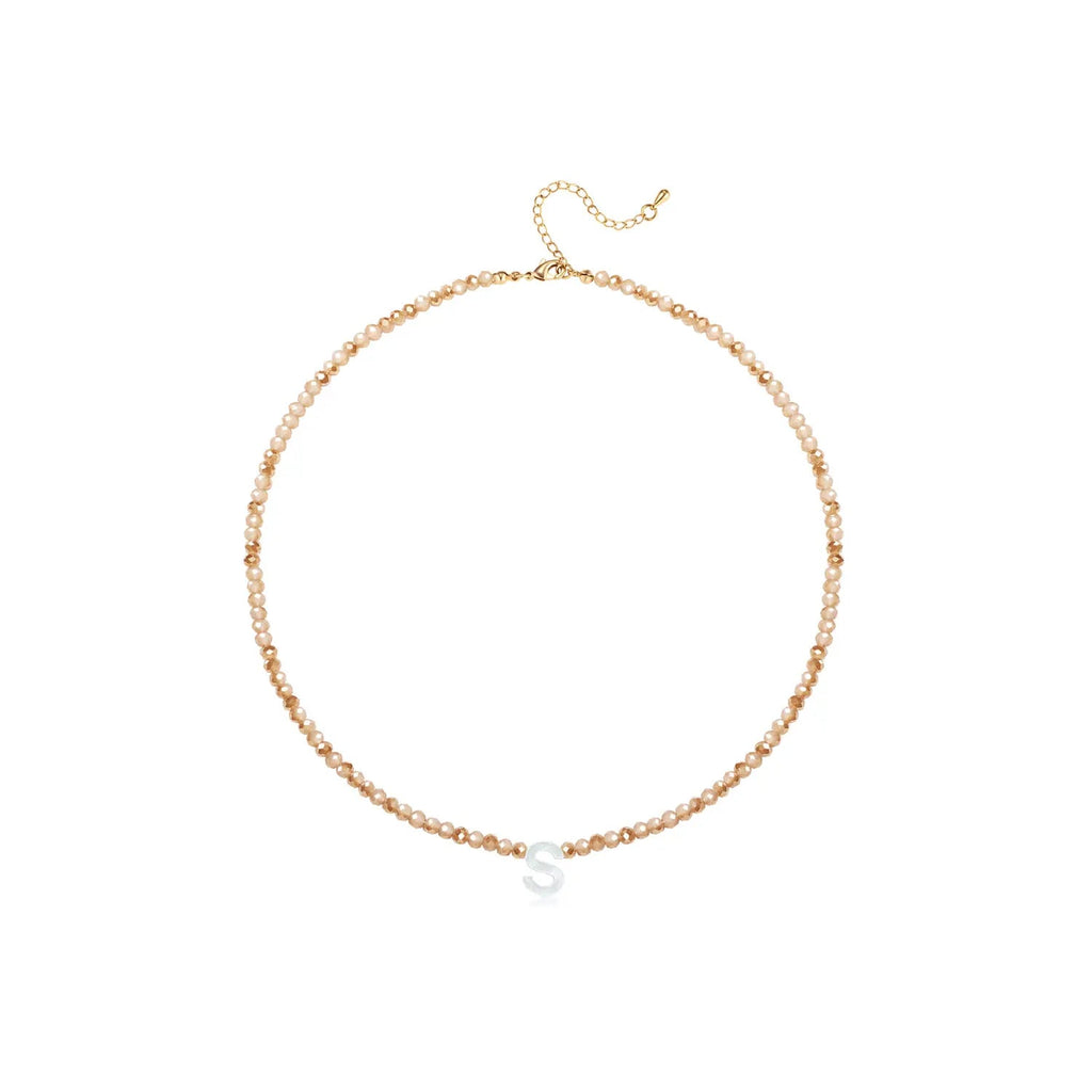 Pendant Necklaces for Women Initial Choker Necklace Beaded Shell Letter Bracelet Trendy Tiny A-Z Simple Jewelry - KARMARKA