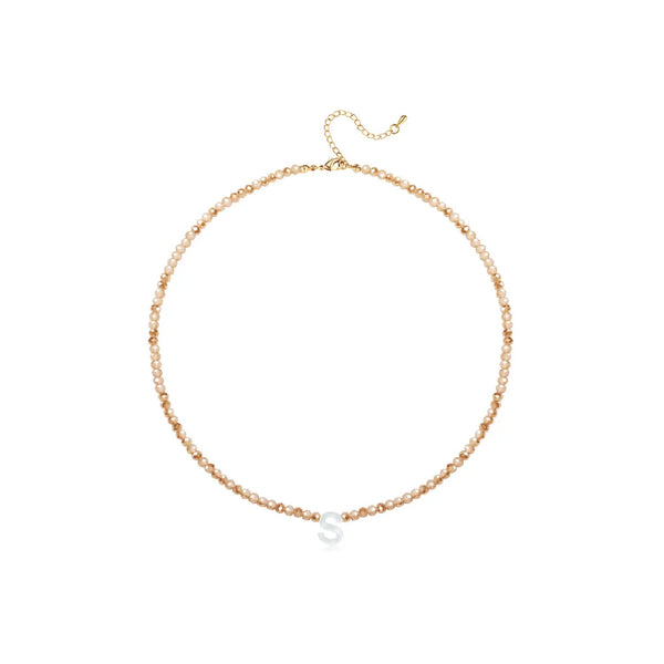 Pendant Necklaces for Women Initial Choker Necklace Beaded Shell Letter Bracelet Trendy Tiny A-Z Simple Jewelry - KARMARKA