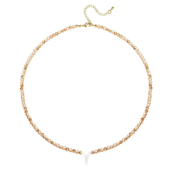 Pendant Necklaces for Women Initial Choker Necklace Beaded Shell Letter Bracelet Trendy Tiny A-Z Simple Jewelry - KARMARKA