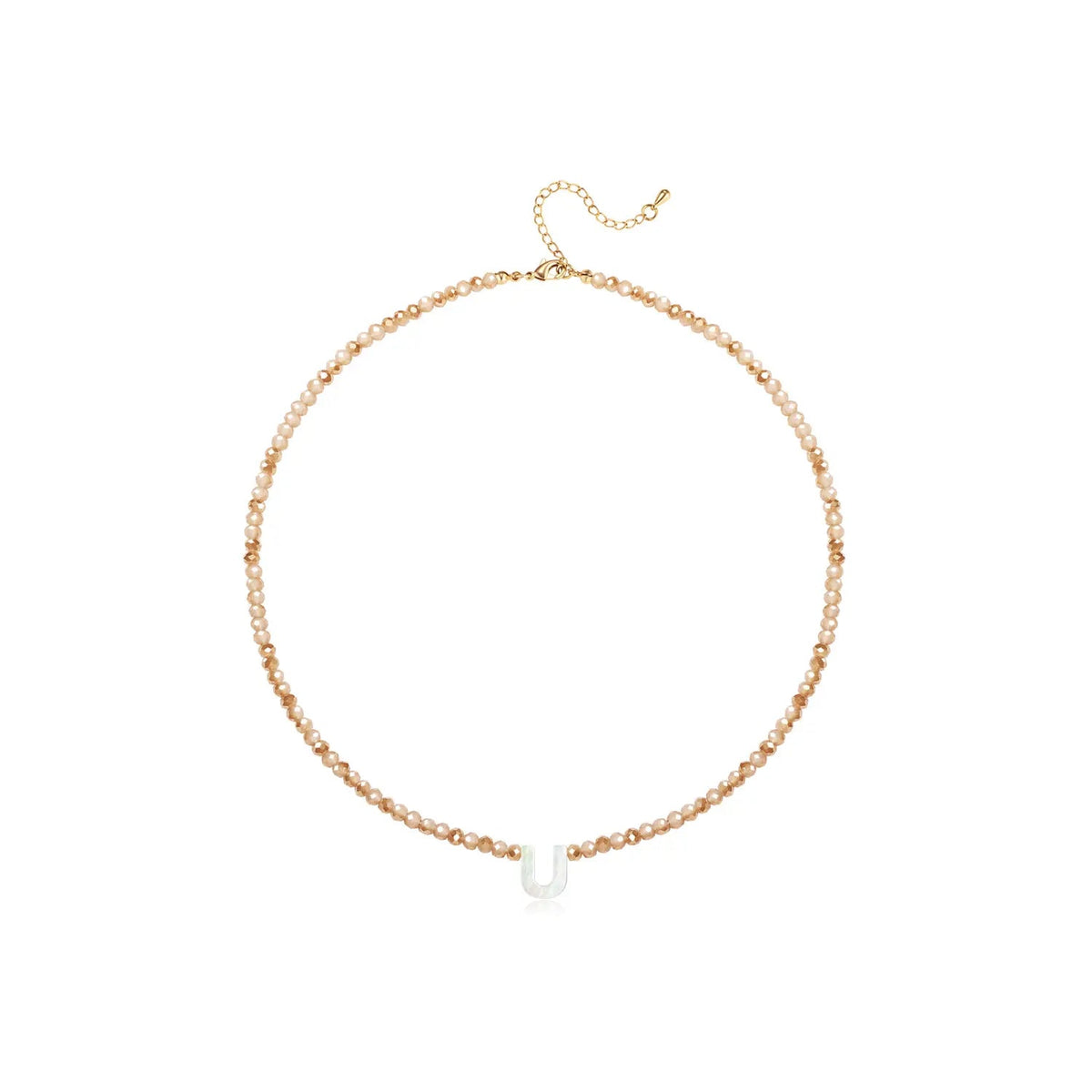 Pendant Necklaces for Women Initial Choker Necklace Beaded Shell Letter Bracelet Trendy Tiny A-Z Simple Jewelry - KARMARKA