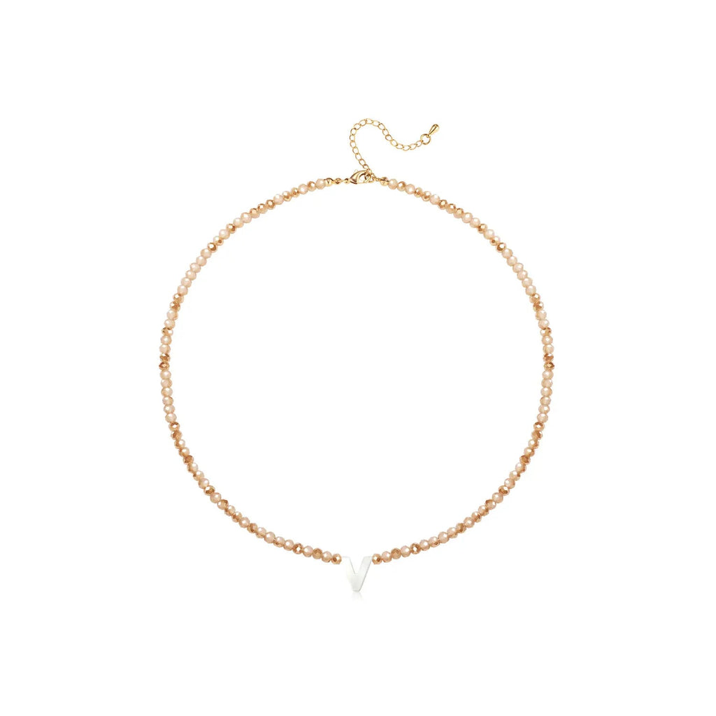 Pendant Necklaces for Women Initial Choker Necklace Beaded Shell Letter Bracelet Trendy Tiny A-Z Simple Jewelry - KARMARKA