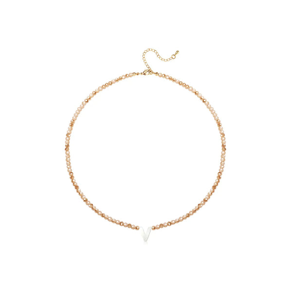 Pendant Necklaces for Women Initial Choker Necklace Beaded Shell Letter Bracelet Trendy Tiny A-Z Simple Jewelry - KARMARKA
