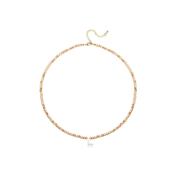 Pendant Necklaces for Women Initial Choker Necklace Beaded Shell Letter Bracelet Trendy Tiny A-Z Simple Jewelry - KARMARKA
