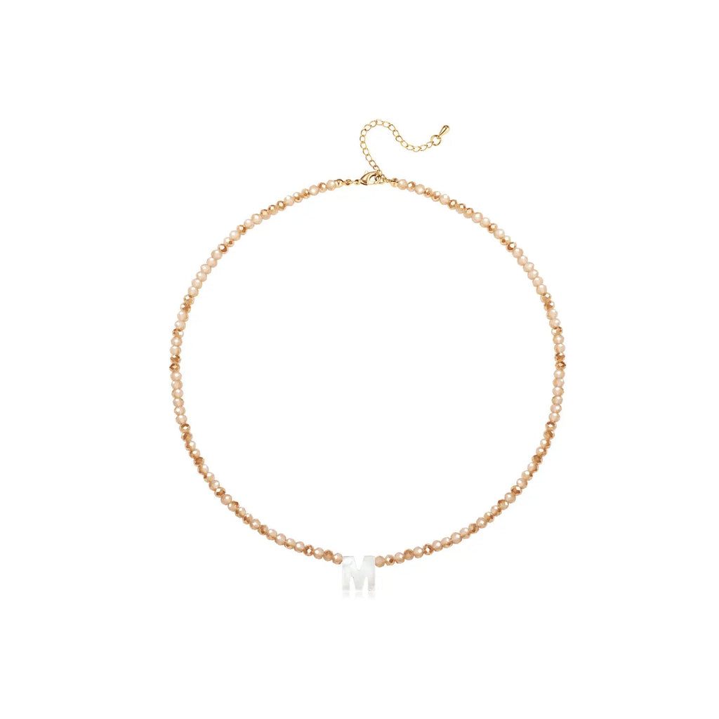 Pendant Necklaces for Women Initial Choker Necklace Beaded Shell Letter Bracelet Trendy Tiny A-Z Simple Jewelry - KARMARKA
