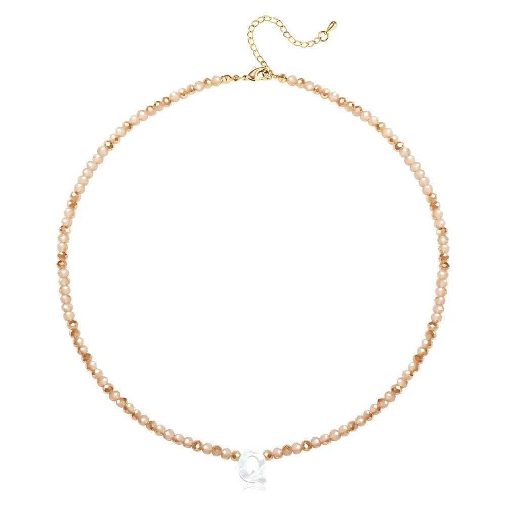 Pendant Necklaces for Women Initial Choker Necklace Beaded Shell Letter Bracelet Trendy Tiny A-Z Simple Jewelry - KARMARKA