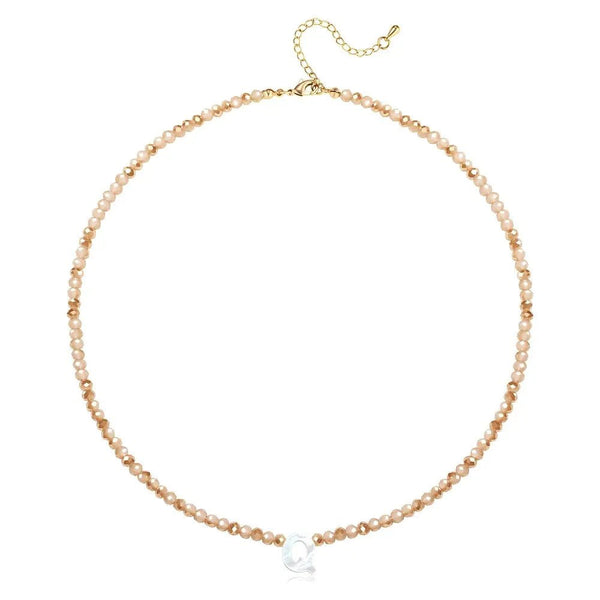 Pendant Necklaces for Women Initial Choker Necklace Beaded Shell Letter Bracelet Trendy Tiny A-Z Simple Jewelry - KARMARKA