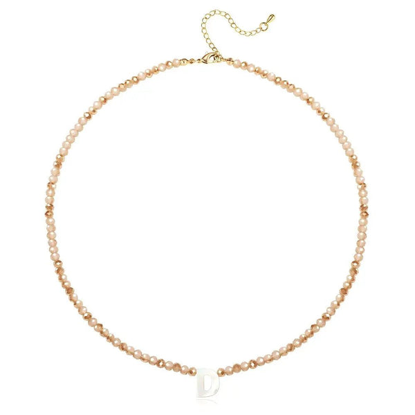 Pendant Necklaces for Women Initial Choker Necklace Beaded Shell Letter Bracelet Trendy Tiny A-Z Simple Jewelry - KARMARKA
