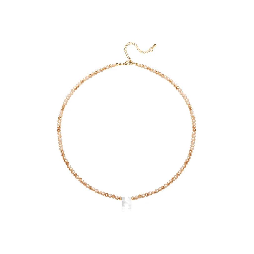 Pendant Necklaces for Women Initial Choker Necklace Beaded Shell Letter Bracelet Trendy Tiny A-Z Simple Jewelry - KARMARKA