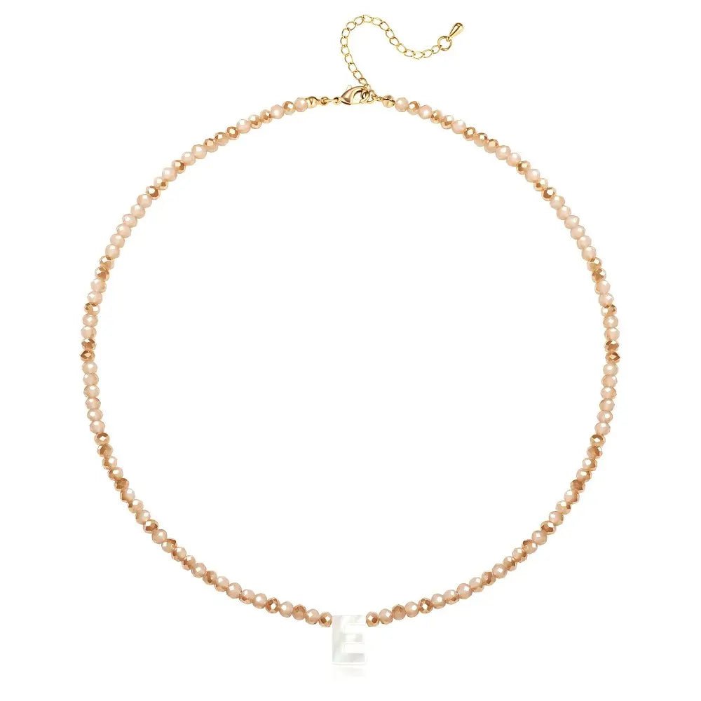 Pendant Necklaces for Women Initial Choker Necklace Beaded Shell Letter Bracelet Trendy Tiny A-Z Simple Jewelry - KARMARKA
