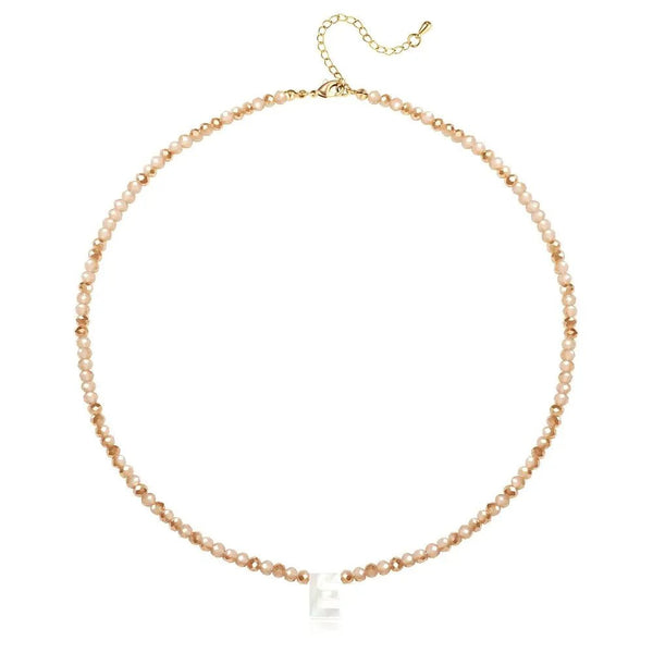 Pendant Necklaces for Women Initial Choker Necklace Beaded Shell Letter Bracelet Trendy Tiny A-Z Simple Jewelry - KARMARKA