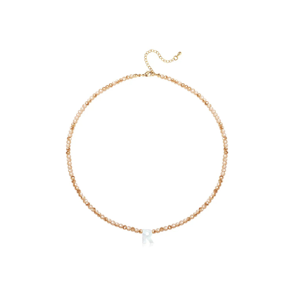 Pendant Necklaces for Women Initial Choker Necklace Beaded Shell Letter Bracelet Trendy Tiny A-Z Simple Jewelry - KARMARKA