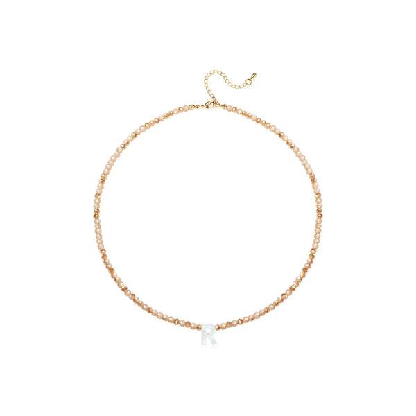 Pendant Necklaces for Women Initial Choker Necklace Beaded Shell Letter Bracelet Trendy Tiny A-Z Simple Jewelry - KARMARKA