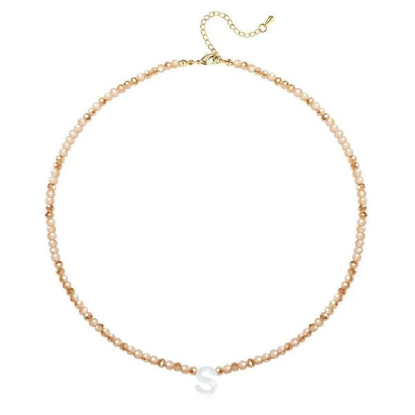 Pendant Necklaces for Women Initial Choker Necklace Beaded Shell Letter Bracelet Trendy Tiny A-Z Simple Jewelry - KARMARKA