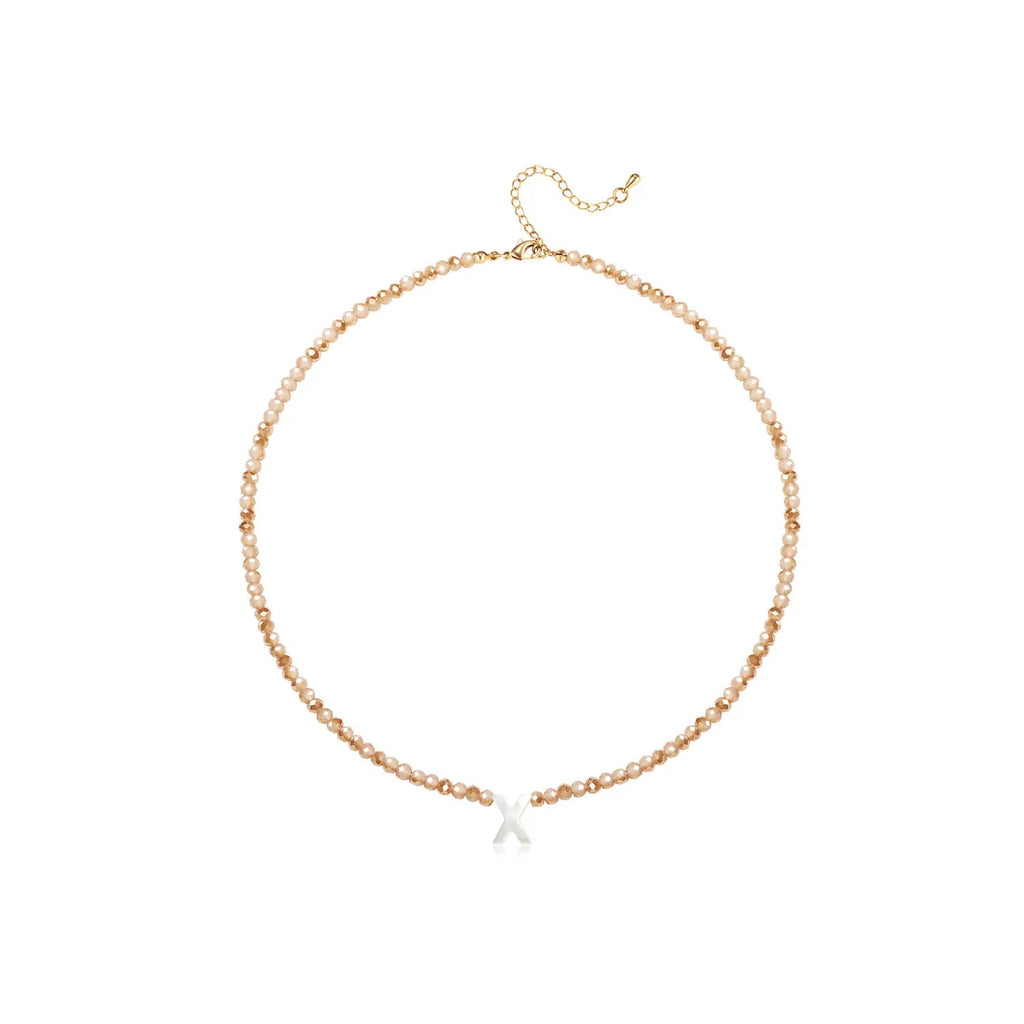 Pendant Necklaces for Women Initial Choker Necklace Beaded Shell Letter Bracelet Trendy Tiny A-Z Simple Jewelry - KARMARKA