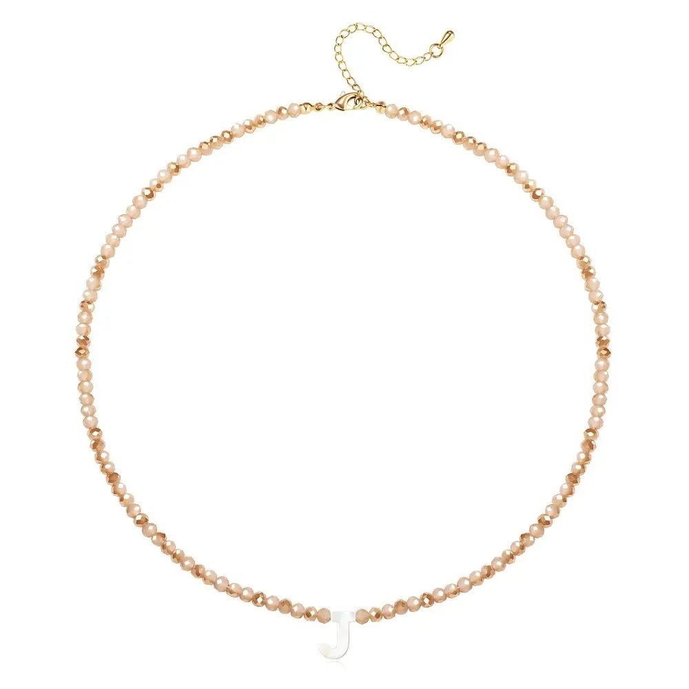 Pendant Necklaces for Women Initial Choker Necklace Beaded Shell Letter Bracelet Trendy Tiny A-Z Simple Jewelry - KARMARKA