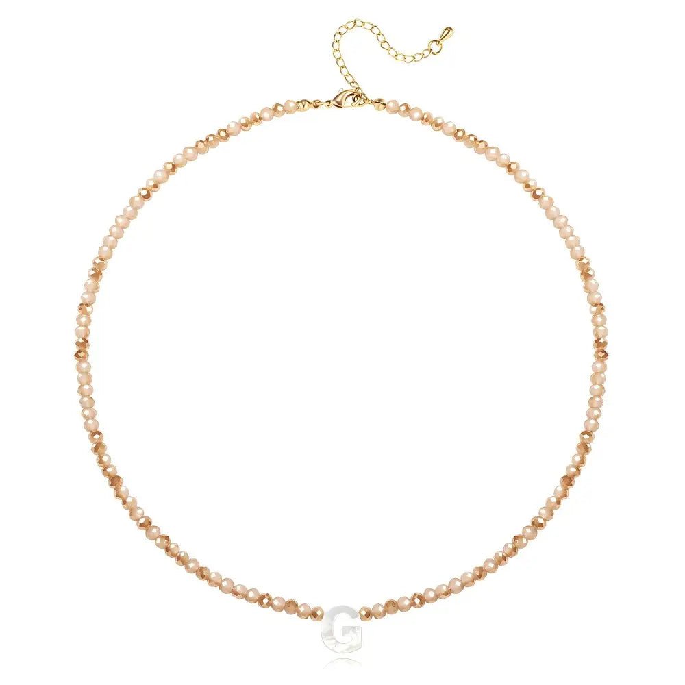 Pendant Necklaces for Women Initial Choker Necklace Beaded Shell Letter Bracelet Trendy Tiny A-Z Simple Jewelry - KARMARKA