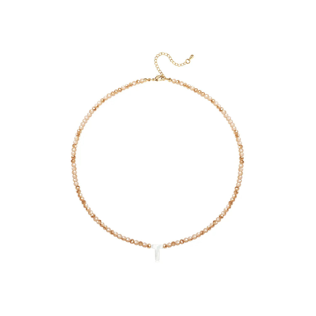 Pendant Necklaces for Women Initial Choker Necklace Beaded Shell Letter Bracelet Trendy Tiny A-Z Simple Jewelry - KARMARKA