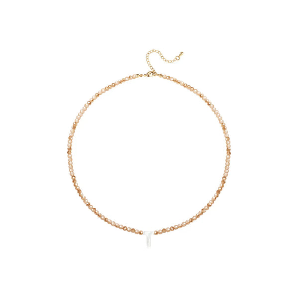 Pendant Necklaces for Women Initial Choker Necklace Beaded Shell Letter Bracelet Trendy Tiny A-Z Simple Jewelry - KARMARKA