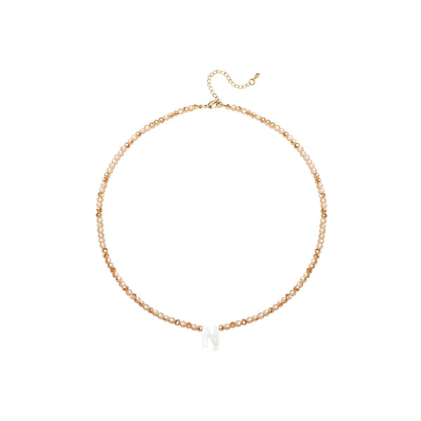 Pendant Necklaces for Women Initial Choker Necklace Beaded Shell Letter Bracelet Trendy Tiny A-Z Simple Jewelry - KARMARKA