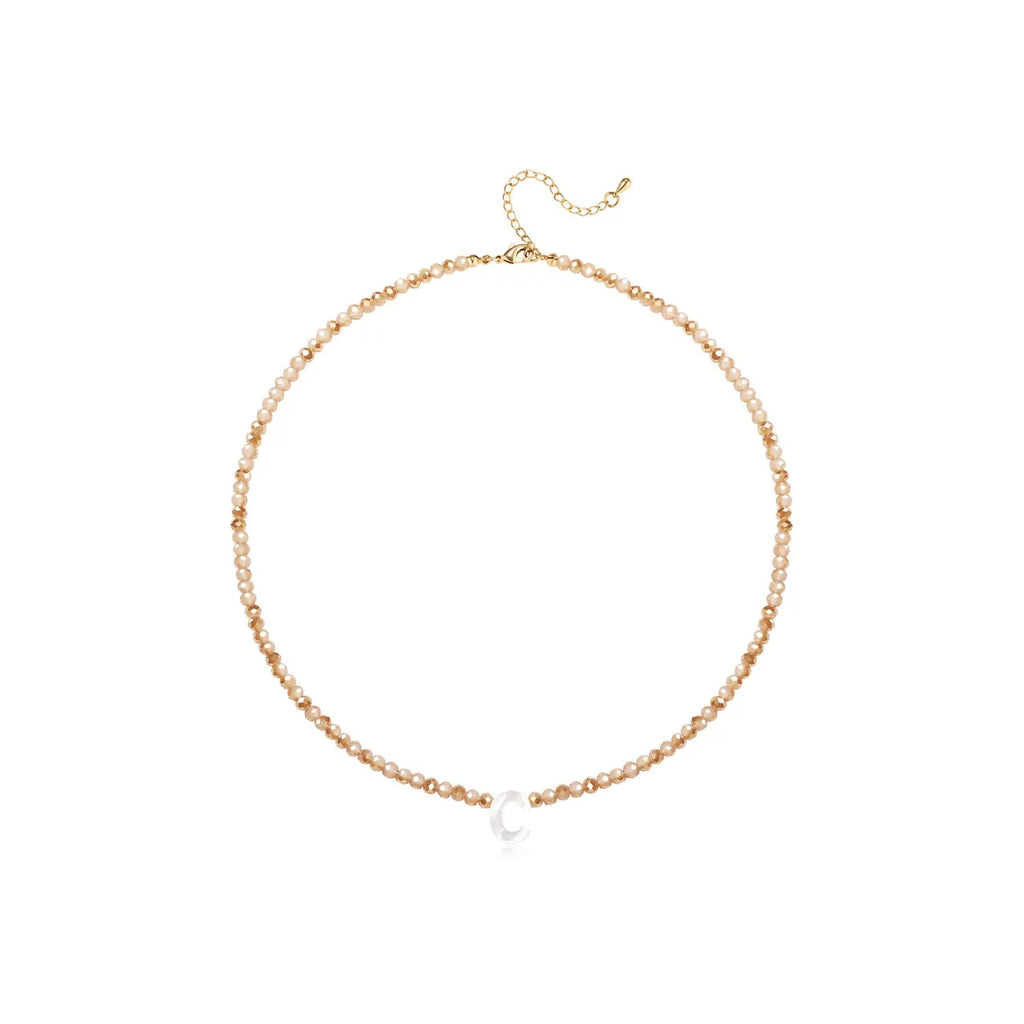 Pendant Necklaces for Women Initial Choker Necklace Beaded Shell Letter Bracelet Trendy Tiny A-Z Simple Jewelry - KARMARKA