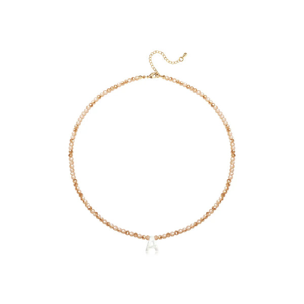 Pendant Necklaces for Women Initial Choker Necklace Beaded Shell Letter Bracelet Trendy Tiny A-Z Simple Jewelry - KARMARKA