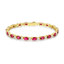 Pink Ruby & Crystal Tennis Bracelet for Women – Elegant Gold-Tone Gemstone Bracelet - KARMARKA