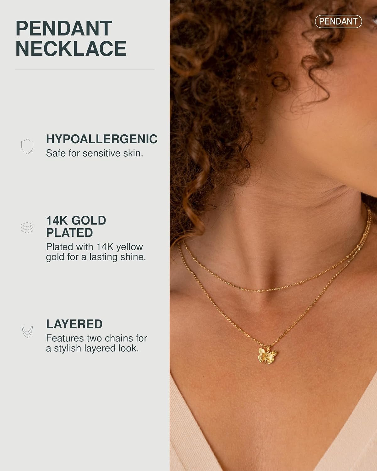 Rose Gold Butterfly Double-Layer Necklace - KARMARKA