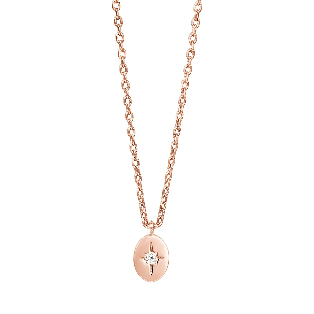 Rose Gold Compass Crystal Pendant Necklace for Women – Dainty Celestial Jewelry - KARMARKA