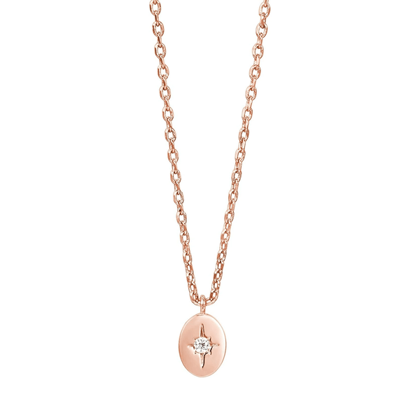 Rose Gold Compass Crystal Pendant Necklace for Women – Dainty Celestial Jewelry - KARMARKA