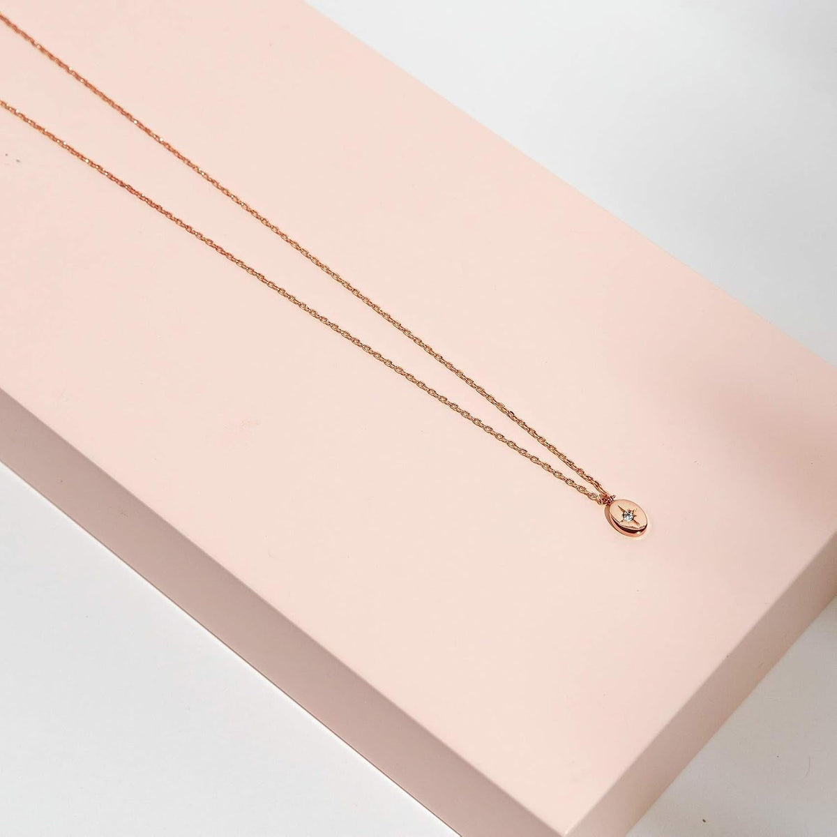 Rose Gold Compass Crystal Pendant Necklace for Women – Dainty Celestial Jewelry - KARMARKA