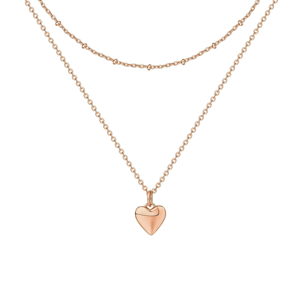 Rose Gold-Tone Heart Layered Necklace for Women – Dainty Double Chain Pendant Jewelry - KARMARKA
